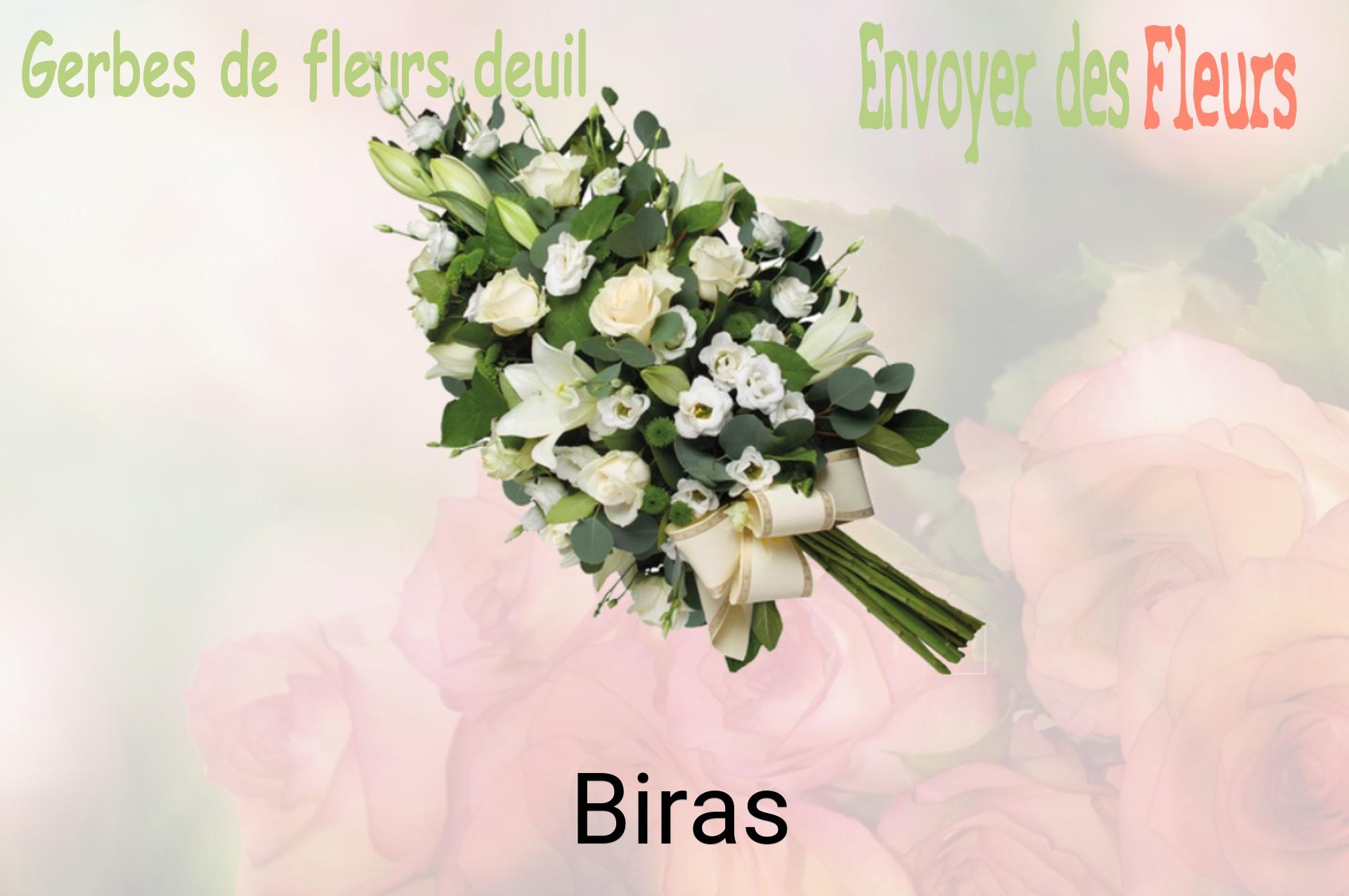 Gerbe de fleurs de deuil livrée à Biras